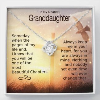 To My Granddaughter - Heart Melt Message | Love Knot Necklace