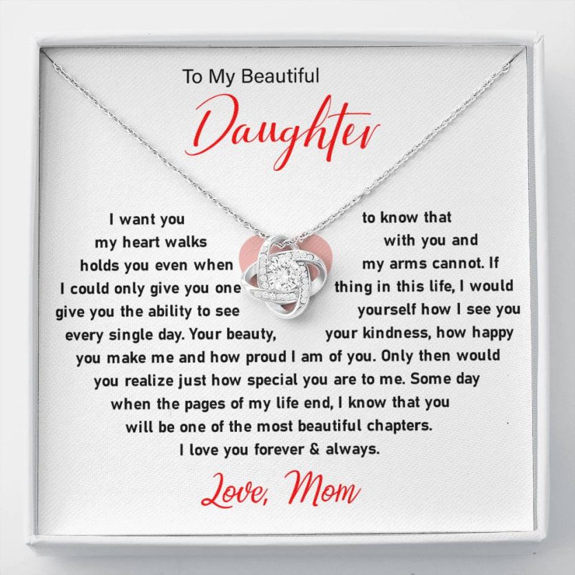 TO MY DAUGHTER - LOVE, MOM | Love Knot Necklace💓 - Image 1
