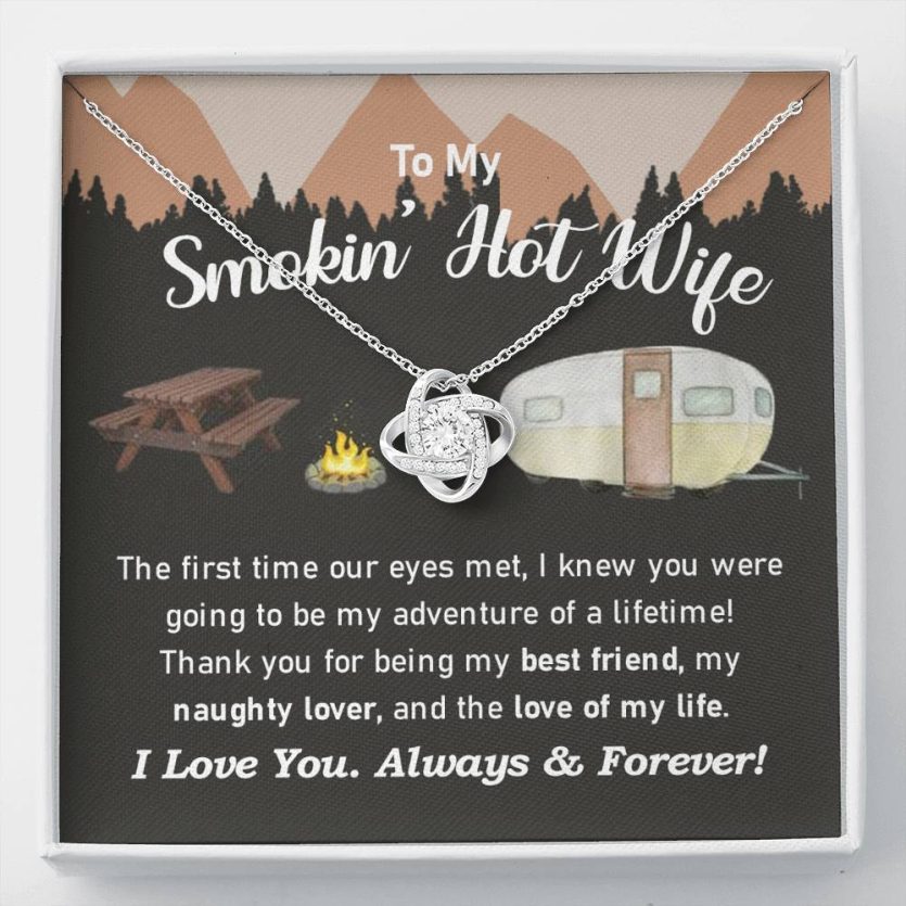 TO MY  SMOKIN' HOT WIFE - Heart Melt Message | Love Knot Necklace💓 - Image 1