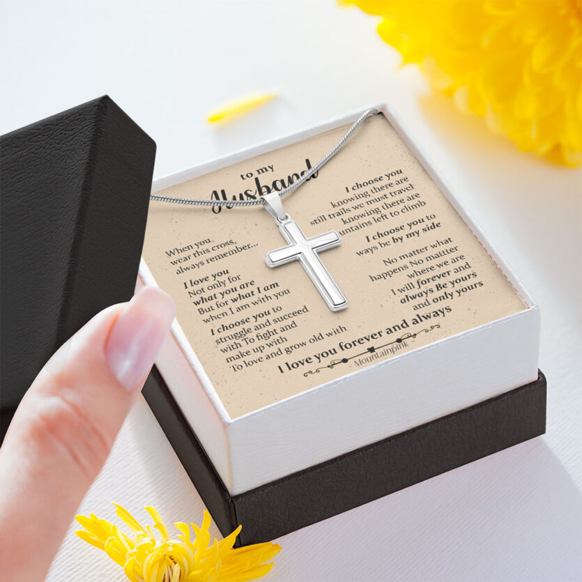 Artisan Crafted Cross Necklace Personalized Box Opening J