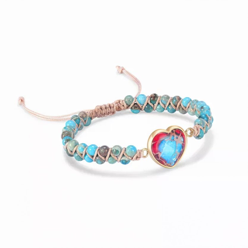 To My Granddaughter Love You Forever Jasper Heart Bracelet - Image 3