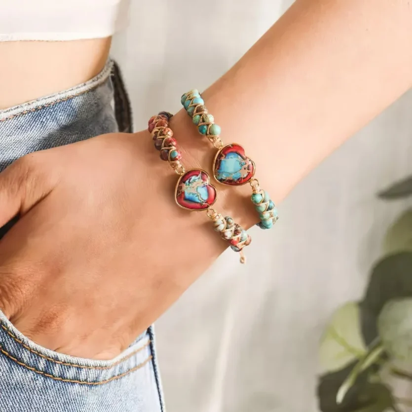 To My Daughter Love You Forever Jasper Heart Bracelet - Image 4