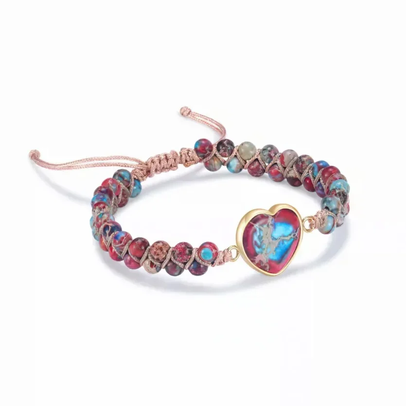 To My Daughter Love You Forever Jasper Heart Bracelet - Image 2
