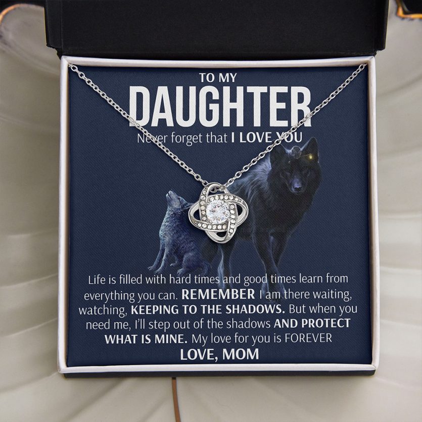 To My Daughter - I Will Protect You | Love Knot Necklace - Image 1
