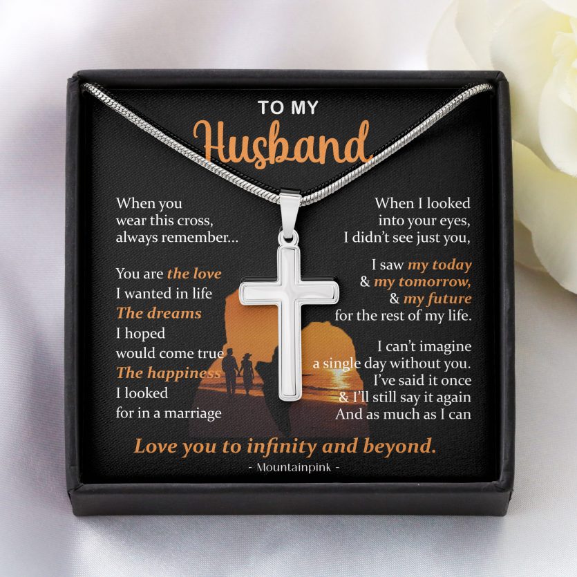 To My Husband - I Choose You | Cross Necklace - Image 1