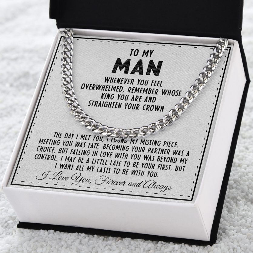 To My Man - Straighten Your Crown | Cuban Link Chain Necklace - Image 1