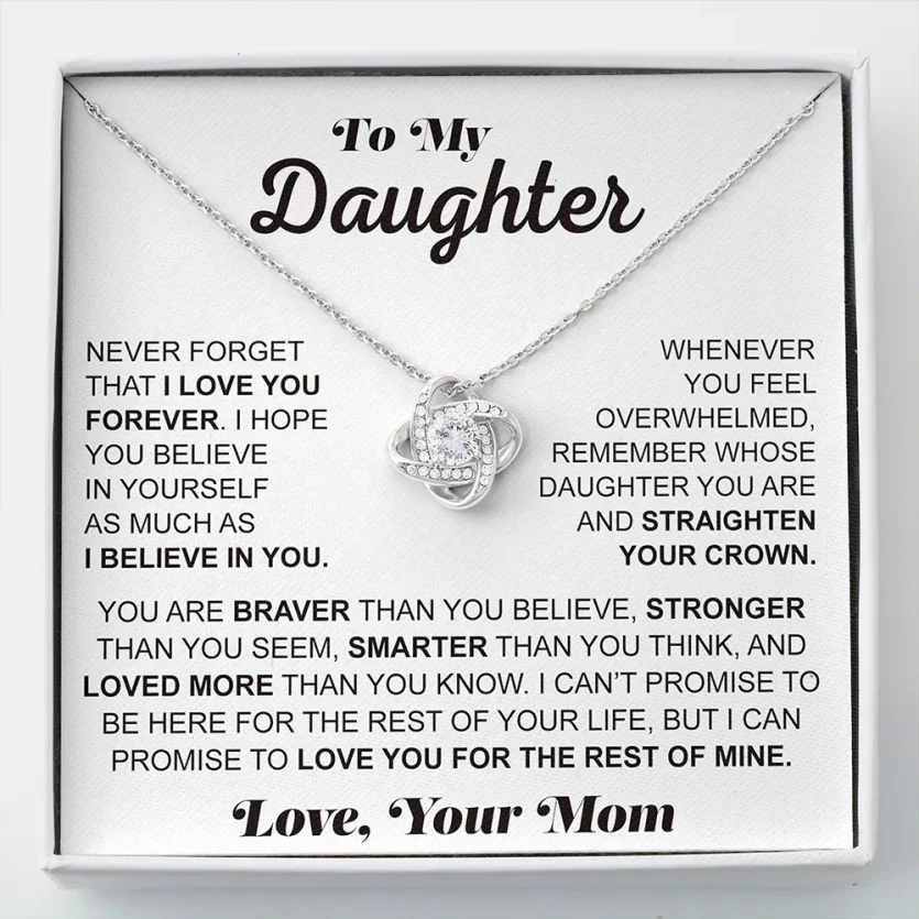 To My Daughter Believe In Yourself | Love Knot Necklace - Image 1