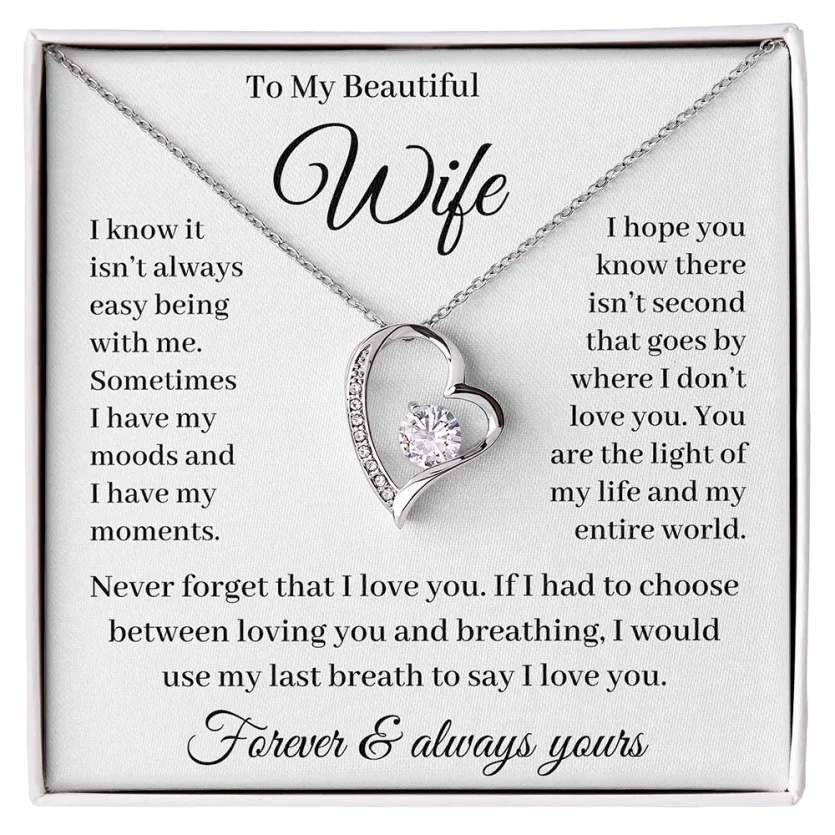 To My Beautiful Wife - Never Forget That I Love You | Forever Love Necklace - Image 1
