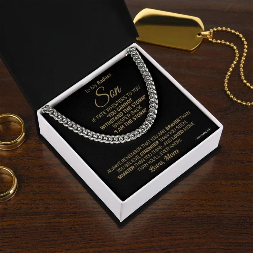 To My Son - I am The Storm | Cuban Link Chain Necklace - Image 2