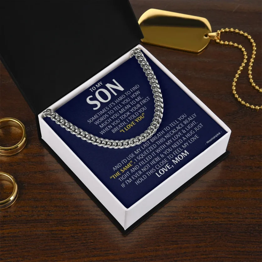 To My Son - I Love You | Cuban Link Chain Necklace - Image 2