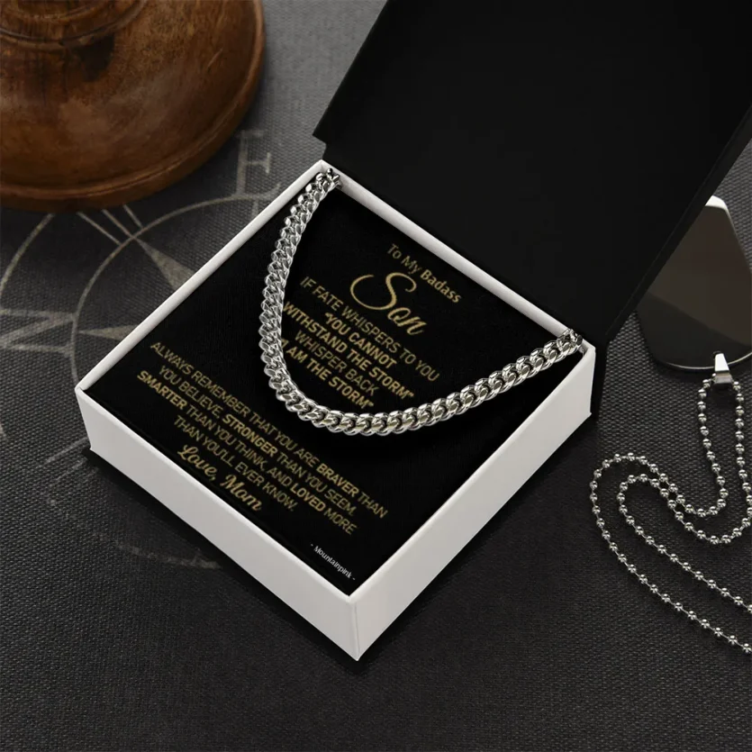 To My Son - I am The Storm | Cuban Link Chain Necklace - Image 3
