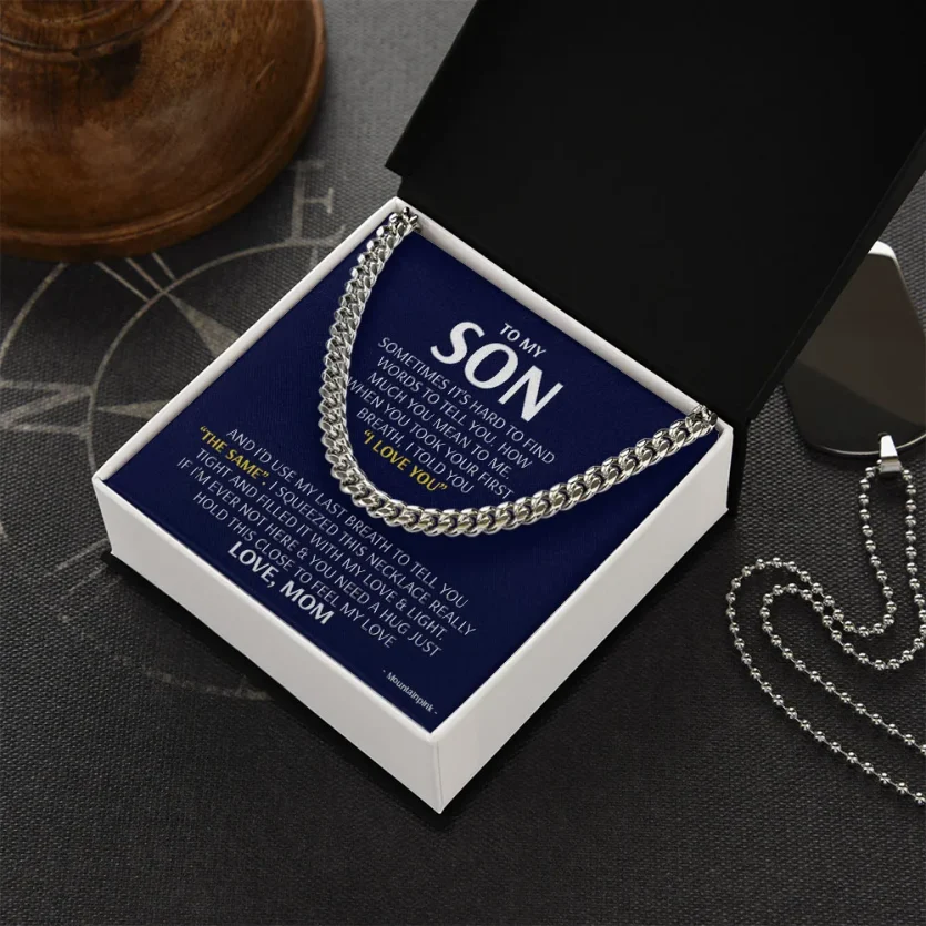 To My Son - I Love You | Cuban Link Chain Necklace - Image 3