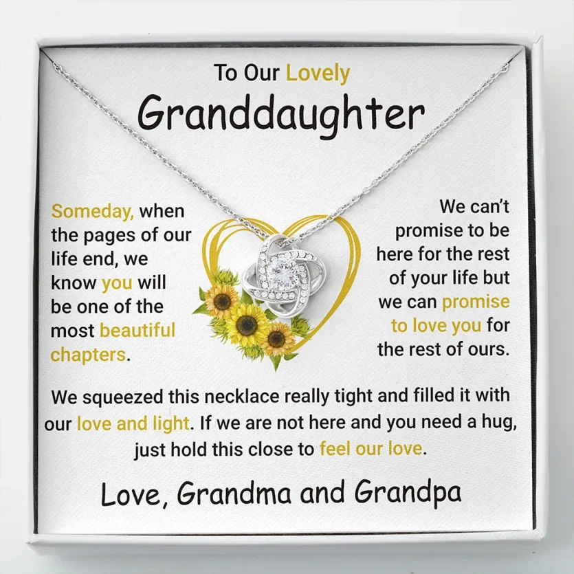 To My Granddaughter (Grandma & Grandpa) | Love Knot Necklace - Image 1