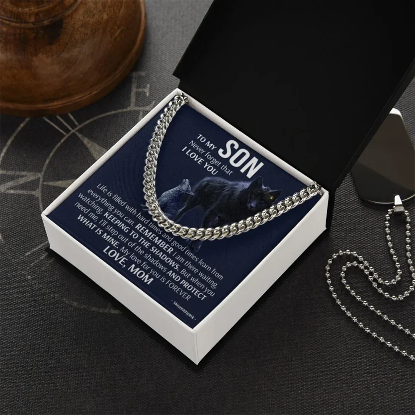 To My Son - I Will Protect You | Cuban Link Chain Necklace - Image 3