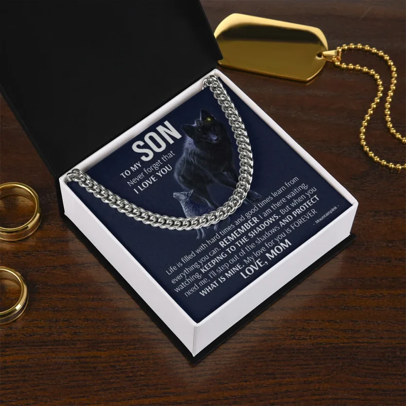 To My Son - I Will Protect You | Cuban Link Chain Necklace - Image 2