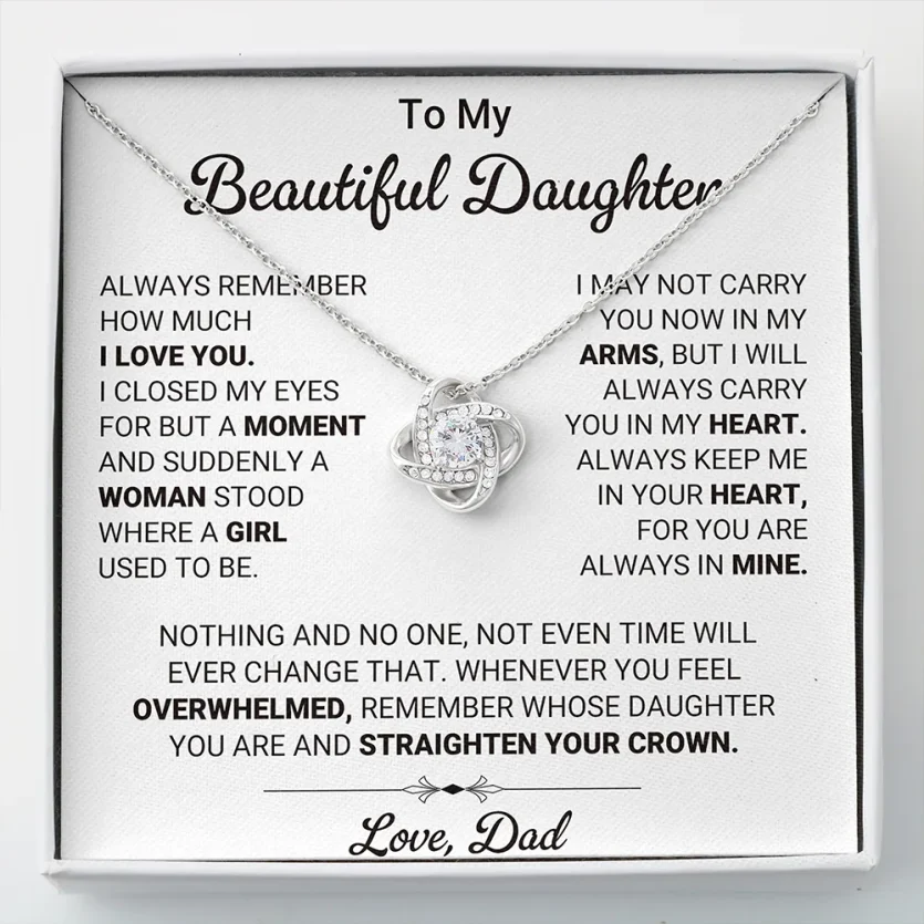 To My Daughter - Carry You In My Heart | Love Knot Necklace - Image 1