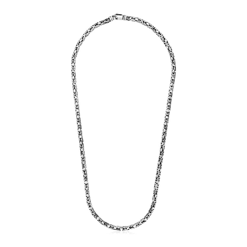 Sterling Silver Gunmetal Finish Byzantine Chain Necklace - Image 1