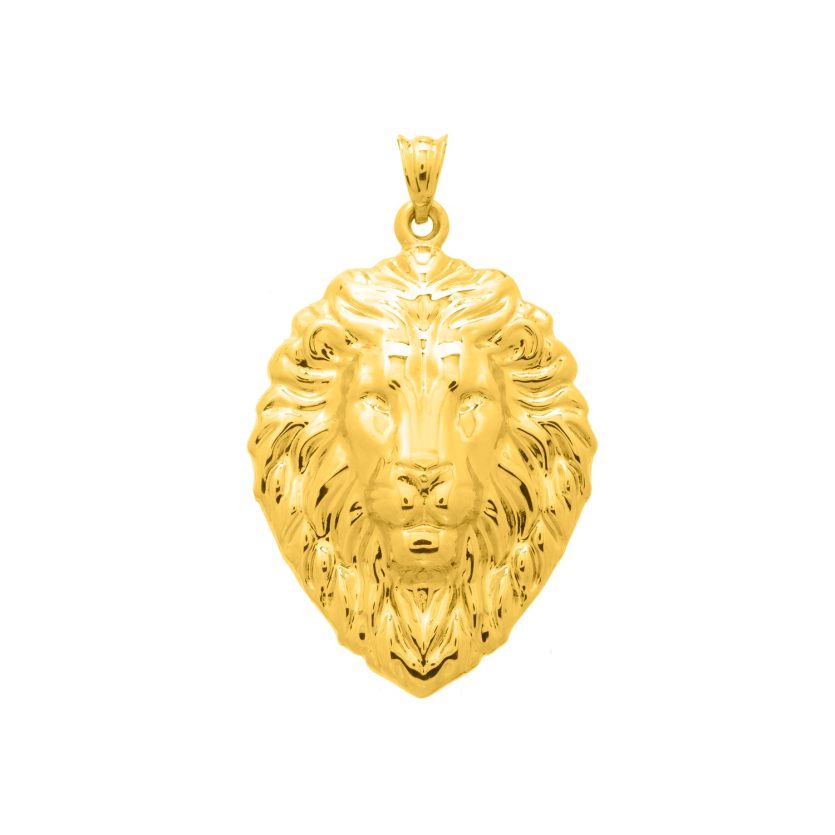 Lions Head Pendant in 14K Yellow Gold - Image 1