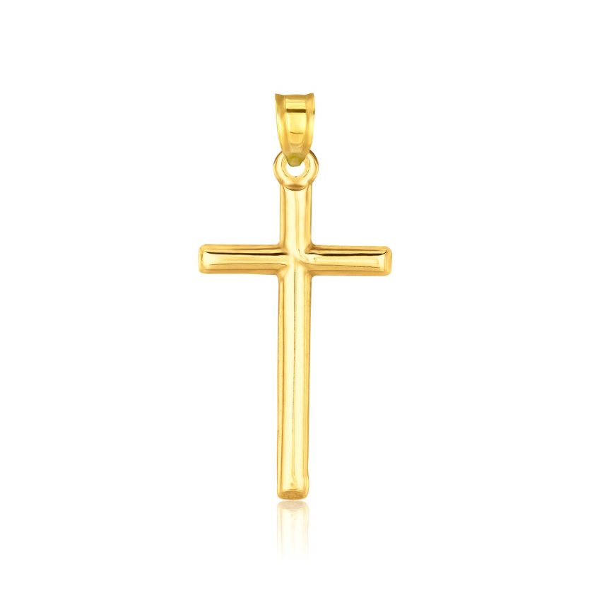 14k Yellow Gold High Polish Cross Pendant - Image 1