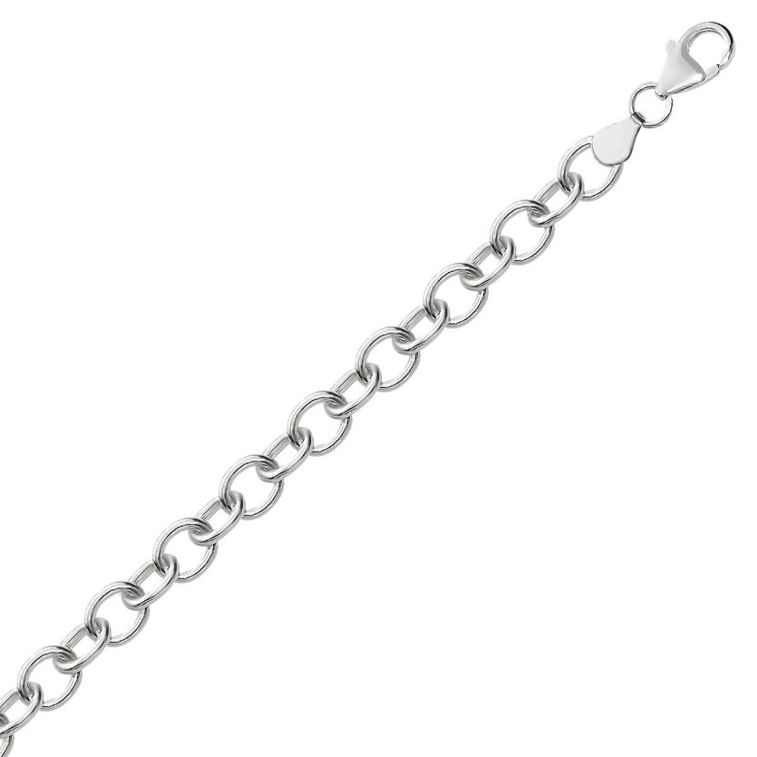 Sterling Silver Rhodium Plated Fancy Charm Bracelet (6.70 mm) - Image 1