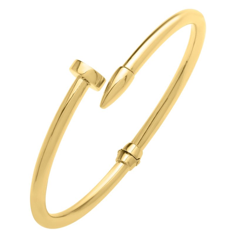 Bypass Nail Head Cuff Bangle in 14K Yellow Gold - Image 1