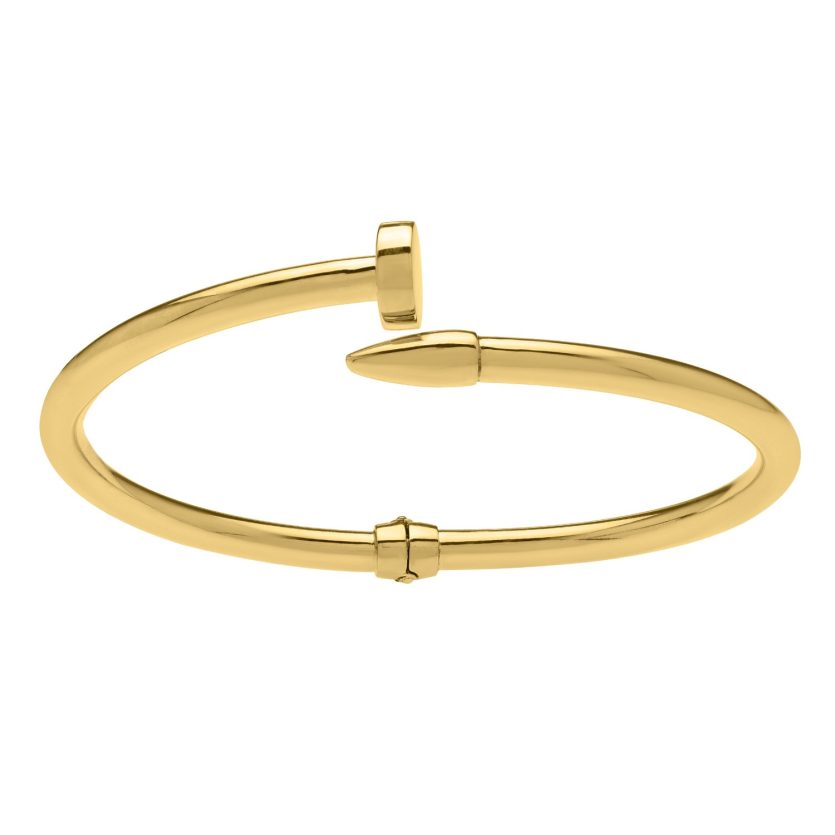 Bypass Nail Head Cuff Bangle in 14K Yellow Gold - Image 2