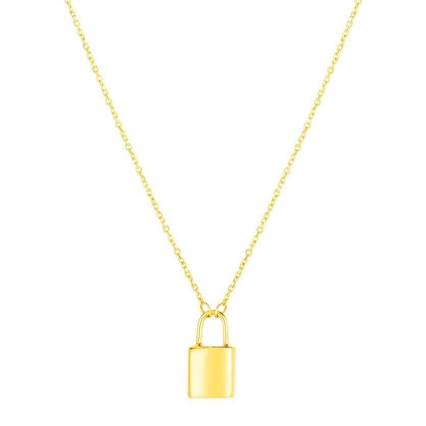 14k Yellow Gold Padlock Necklace - Image 1