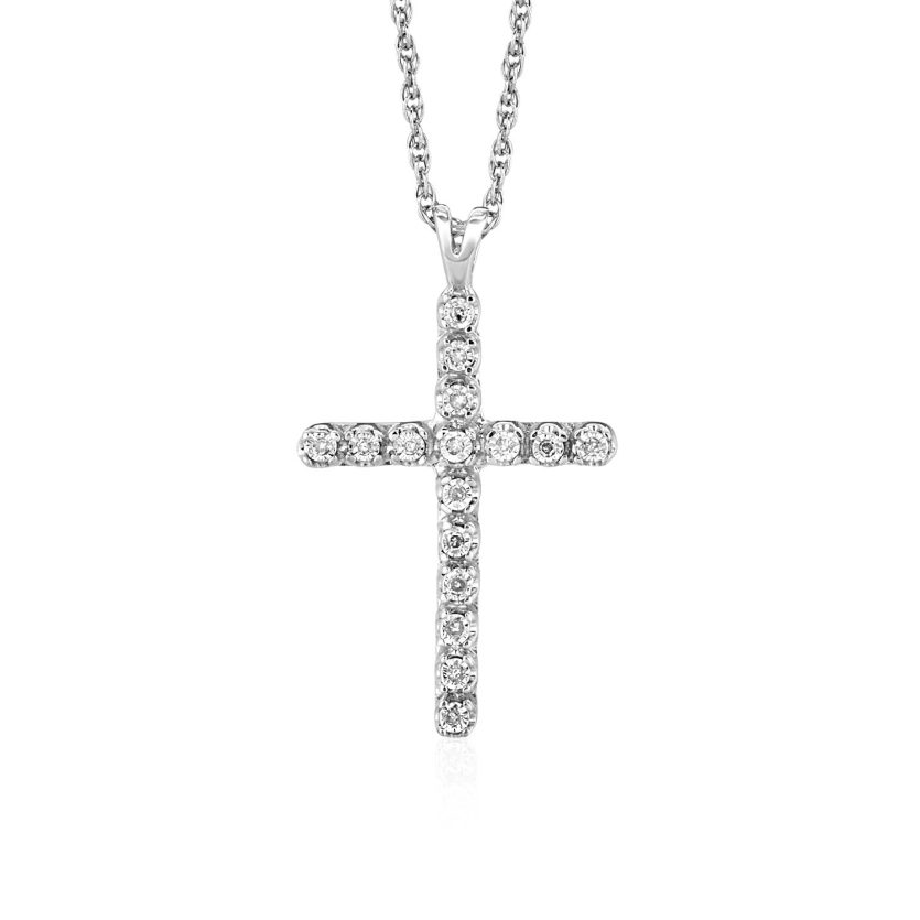 Cross Pendant with Diamonds in Sterling Silver - Image 1