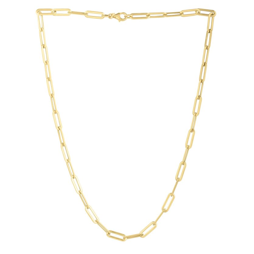 Long Domed Paperclip Necklace in 14K Yellow Gold - Image 3
