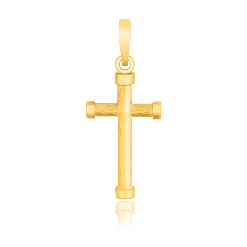 14k Yellow Gold Cross Pendant with Rounded Ends - Image 1