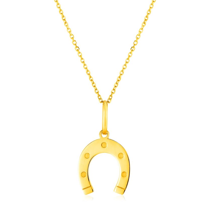 14K Yellow Gold Necklace with Horseshoe - Image 1