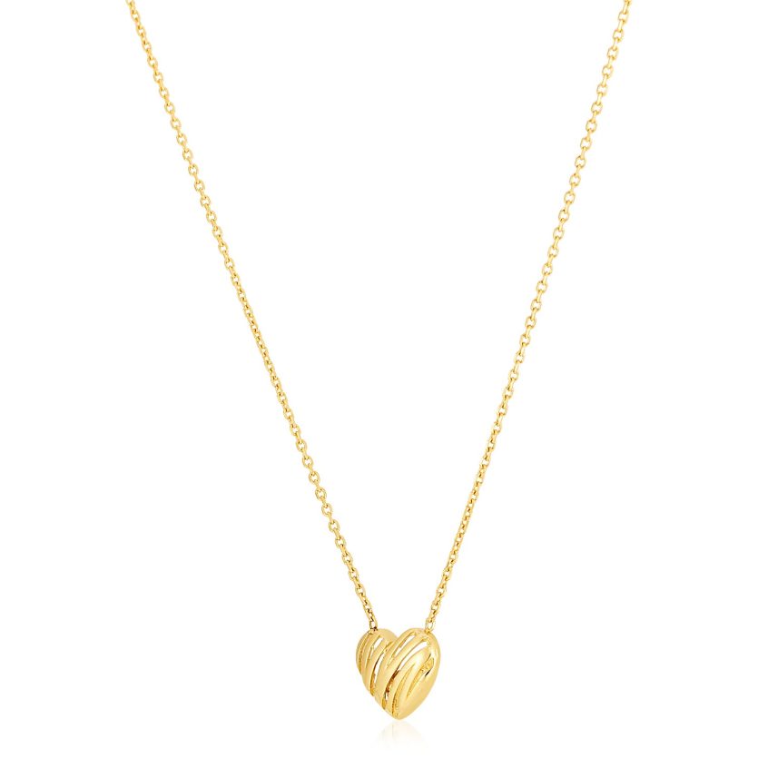 14k Yellow Gold High Polish Scribbles Heart Necklace - Image 1