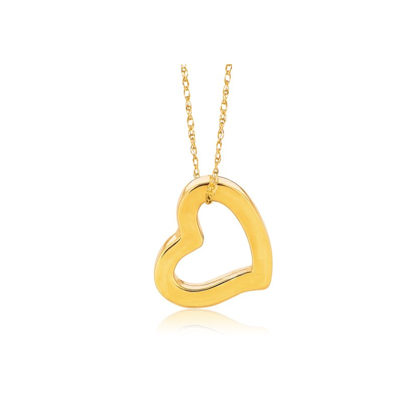 14k Yellow Gold Heart Pendant - Image 1