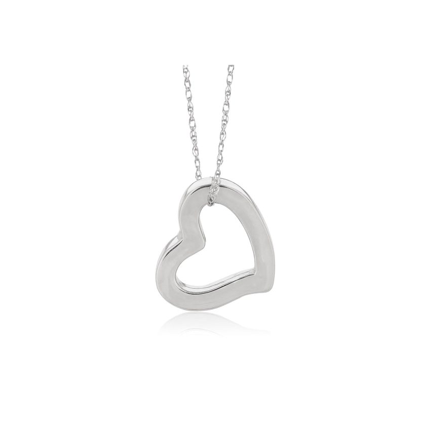 14k White Gold Heart Pendant - Image 1