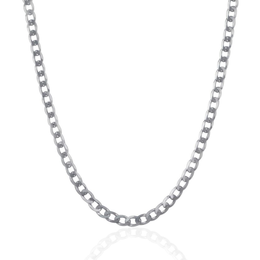 Rhodium Plated Sterling Silver Curb Style Chain (4.70 mm) - Image 2
