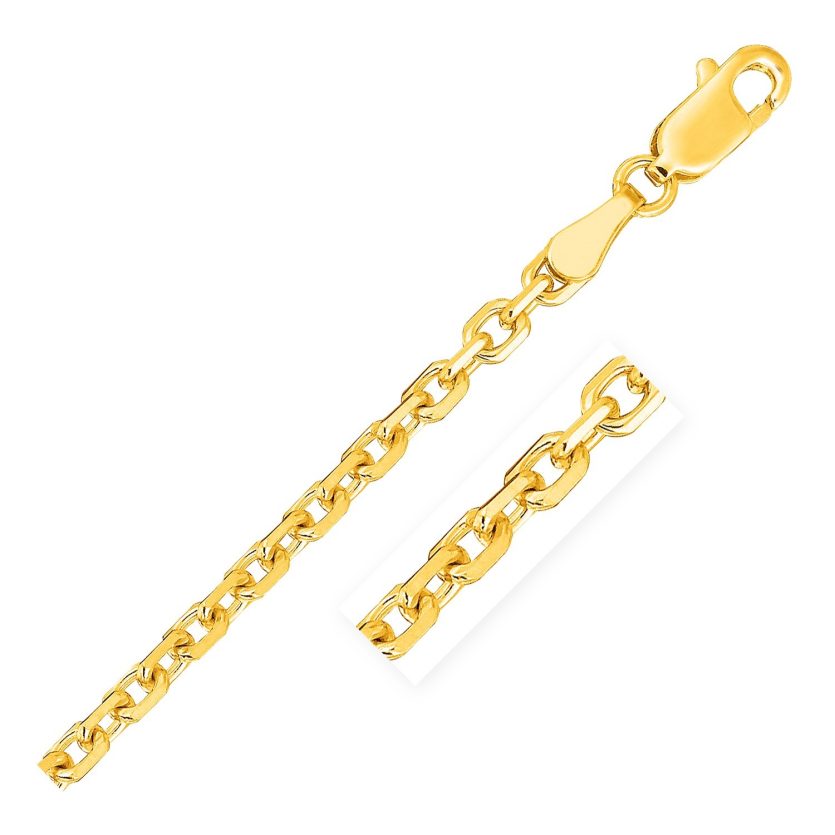 18k Yellow Gold Diamond Cut Cable Link Chain (2.60 mm) - Image 1