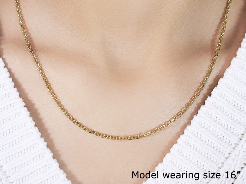 18k Yellow Gold Diamond Cut Cable Link Chain (2.60 mm) - Image 5