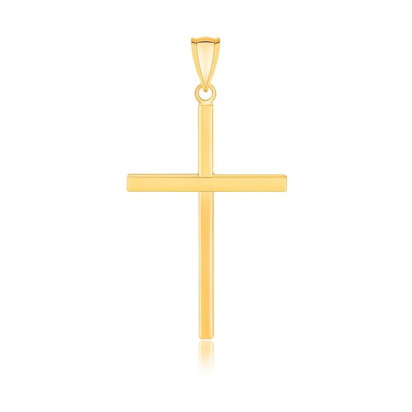 14k Yellow Gold Polished Flat Cross Pendant - Image 1