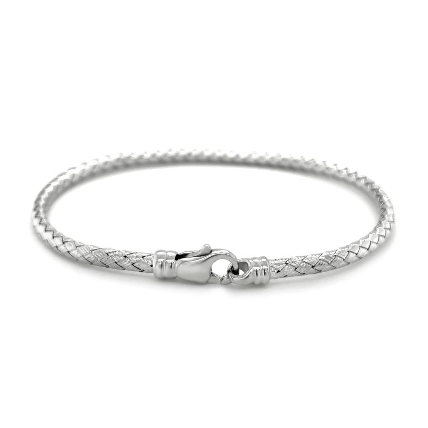 Fancy Weave Bangle in 14k White Gold (3.00 mm) - Image 2