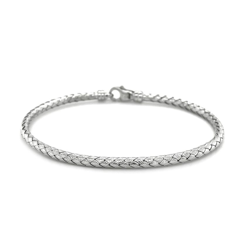 Fancy Weave Bangle in 14k White Gold (3.00 mm) - Image 3