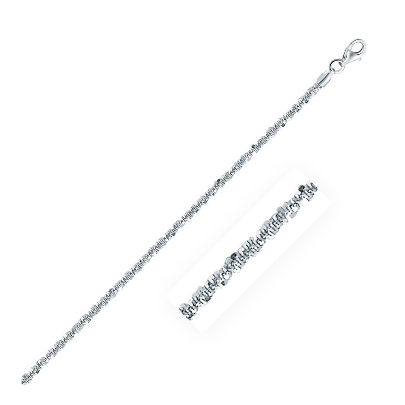 Rhodium Plated 2.2mm Sterling Silver Sparkle Style Chain (2.20 mm) - Image 1