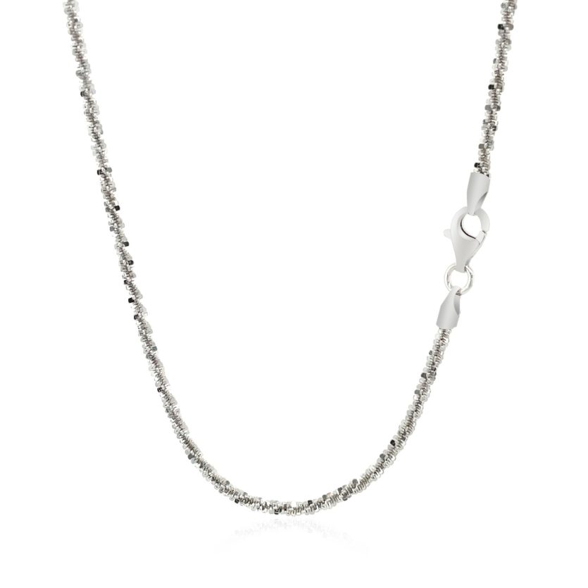 Rhodium Plated 2.2mm Sterling Silver Sparkle Style Chain (2.20 mm) - Image 3