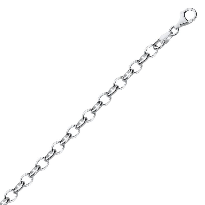Sterling Silver Polished Charm Bracelet with Rhodium Plating (5.10 mm) - Image 1