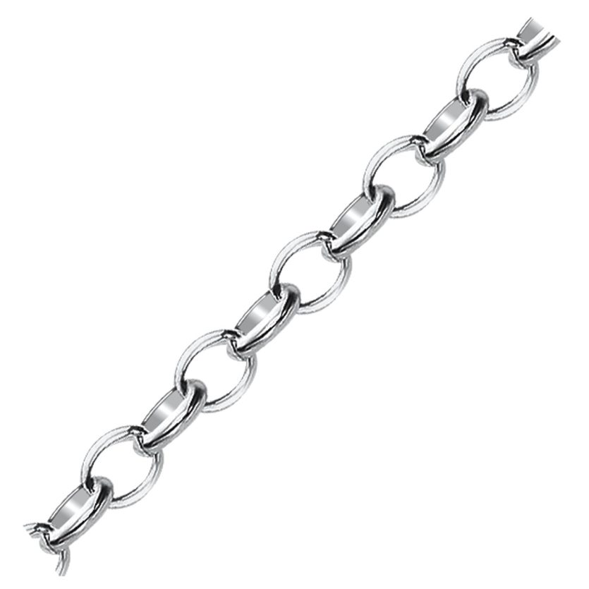 Sterling Silver Polished Charm Bracelet with Rhodium Plating (5.10 mm) - Image 2