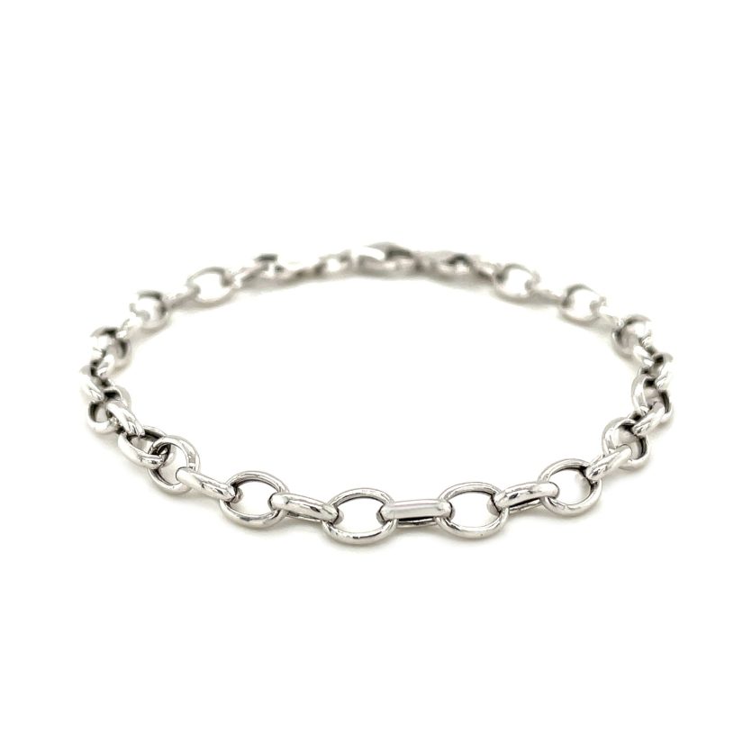 Sterling Silver Polished Charm Bracelet with Rhodium Plating (5.10 mm) - Image 3