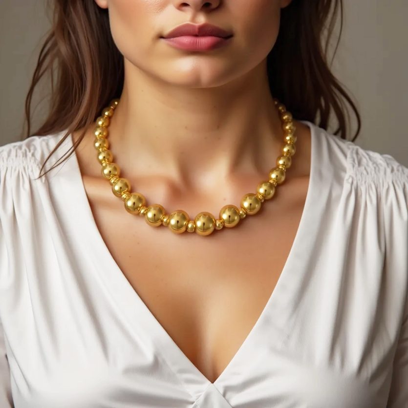 Graduated Bead Pallina Necklace in 14K Yellow Gold - Image 3