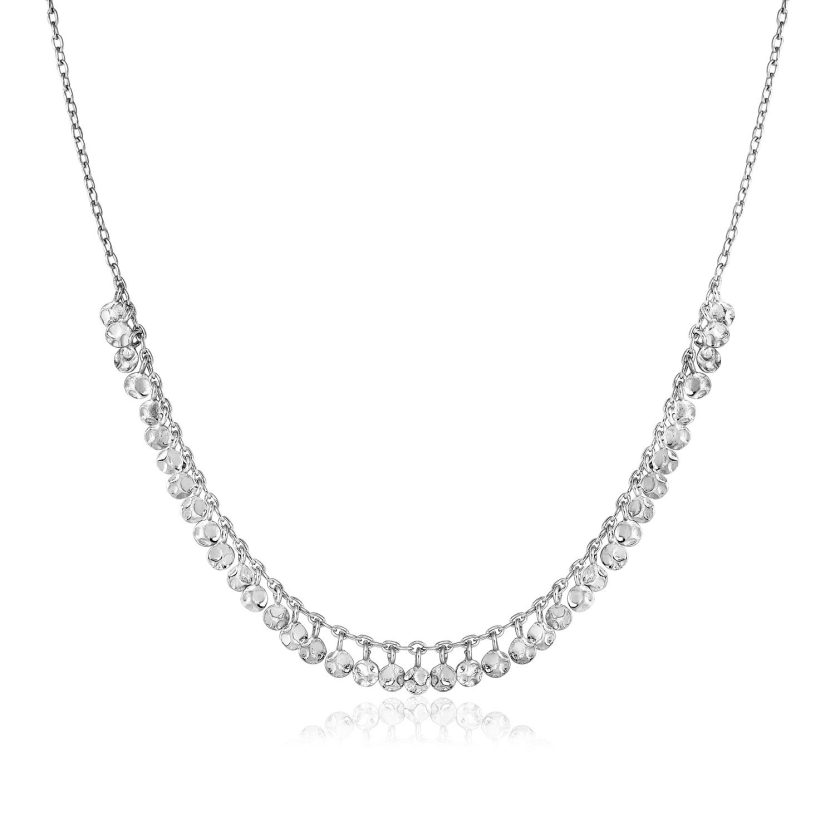 Sterling Silver 16 inch Necklace with Textured Beads - Image 1