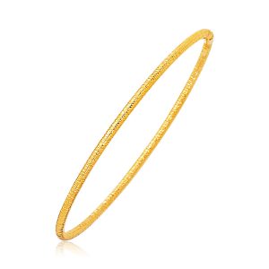 14k Yellow Gold Thin Textured Stackable Bangle (3.00 mm)