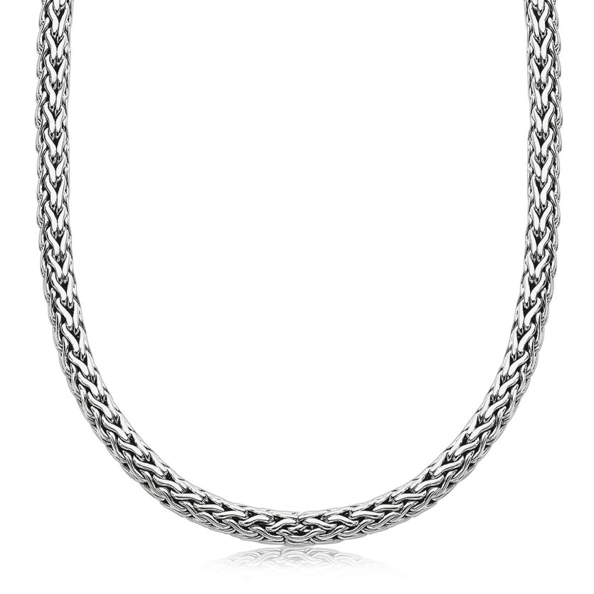 Oxidized Sterling Silver Wheat Style Chain Men's Necklace - Image 1