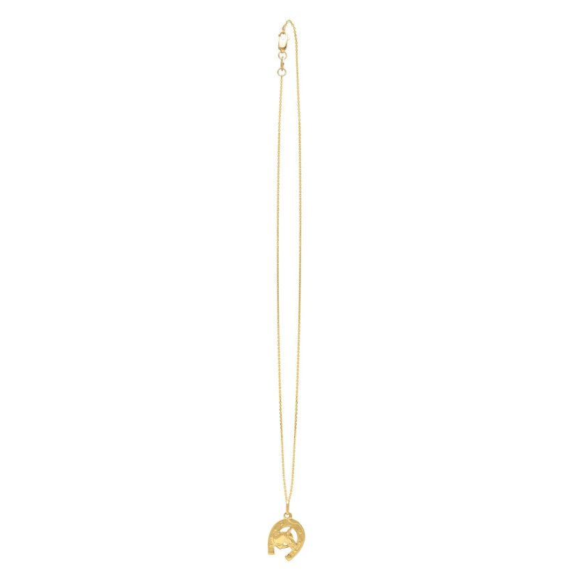 Horse and Horseshoe Necklace in 14K Yellow Gold - Image 3